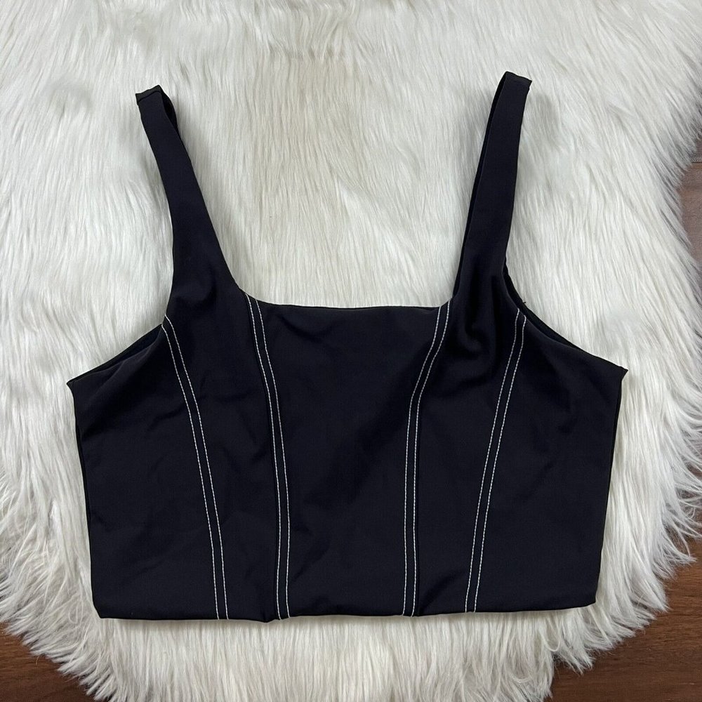 Carbon38 Size Small Black Contrast Stitch Sports Bra